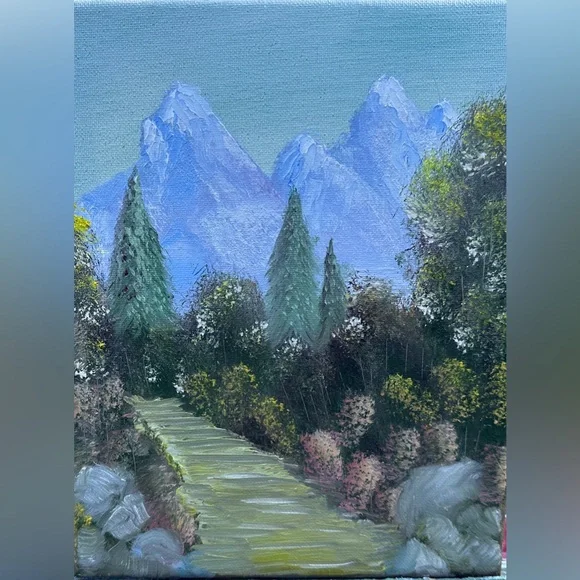 Majestic Mountain Pathway Canvas Art Painting - Picture 1 of 1
